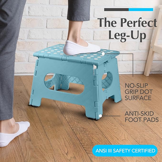 Handy Laundry Folding Step Stool 9 Inch – Sturdy Plastic Foldable Step Stool