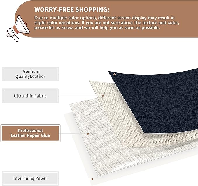 ONine Leather Repair Patch，Self-Adhesive Couch Patch，Multicolor Available