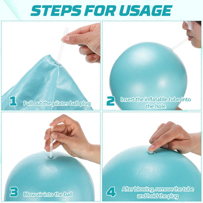 Pilates Ball, 9 Inch Small Exercise Mini Soft Workout Yoga Ball with Exercise Guide, for Home Gym Yoga, Pilates, Core Training, Workout, Balance, Stability