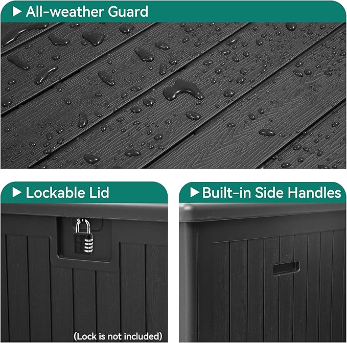 YITAHOME XXL 230 Gallon Large Deck Box,Outdoor Storage for Patio Furniture Cushions,Garden Tools with Flexible Divider,Waterproof,Lockable (Black)