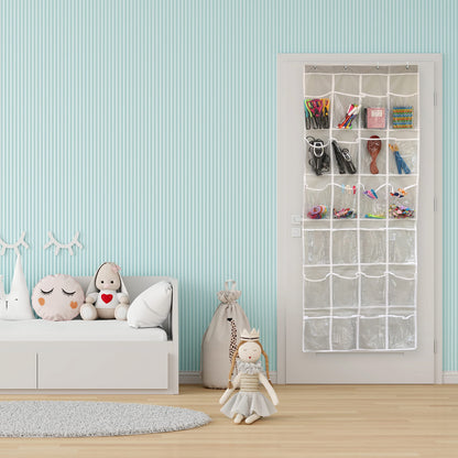 Simple Houseware 24 Pockets - Crystal Clear Over The Door Hanging Shoe Organizer, Gray (64'' x 19'')