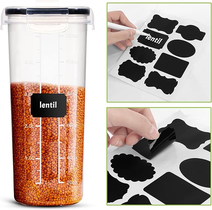 Utopia Kitchen Cereal Containers Storage Set – 6 Pack 4L Airtight Food Storage