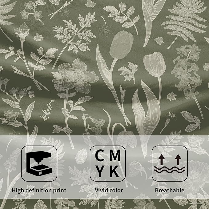 Sage Green Spring Floral Hand Towels