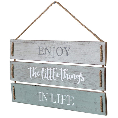 Barnyard Designs Enjoy The Little Things In Life Quote Wall Decor, Decorative Wood Plank Hanging Sign 17” x 10.25”