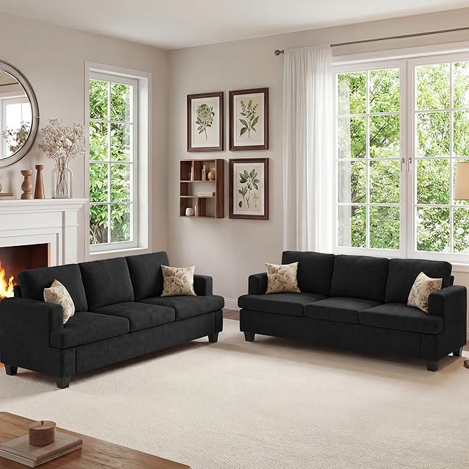 Apicizon 89" Modern Sofa Couch Set, Corduroy Couch 2 Piece Sofa Set