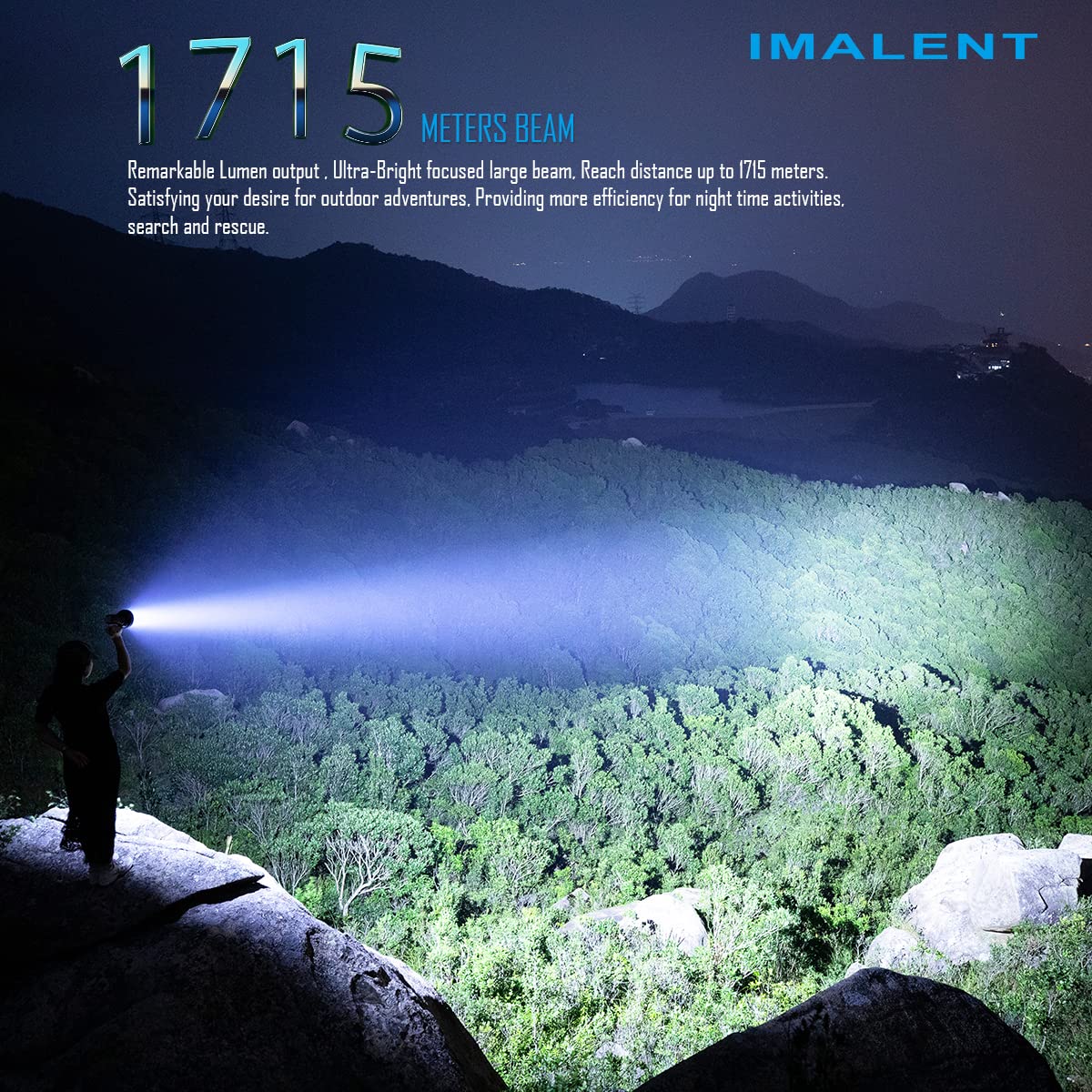 IMALENT SR16 55000 Lumens Rechargeable Flashlight, 5600ft Long Throw LED Searchlight, USB-C Fast Charging Waterproof Spotlight with Handle for Outdoor Rescue Emergency