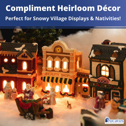 Eucatus 2 Pack Fake Snow Fluff Sheet – 30 sqft Fluffy Cotton-Like Christmas Snow for Mantle, Tabletop, Winter Village, Tree Base & Nativity Display Decoration