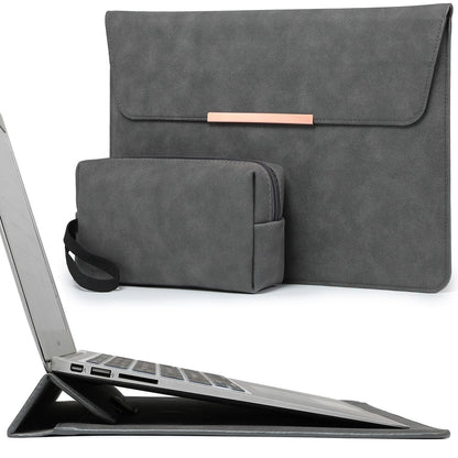 HYZUO 13.3-14 Inch Laptop Sleeve Case with Stand for MacBook Pro 14 M4/M3/M2/M1 2025-2021, MacBook Air/Pro 13.3, 13.8/13.5 Surface Laptop, HP Spectre X360 13/14, Space Grey(Smiley)