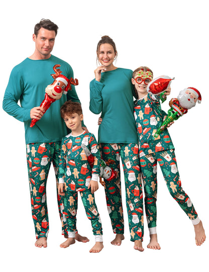 QUNISY Family Pajamas Christmas Matching Sets Xmas Family Pjs Set Couple Holiday Jammies Women/Men Festival Sleepwear Adult and Kids Santa 6T