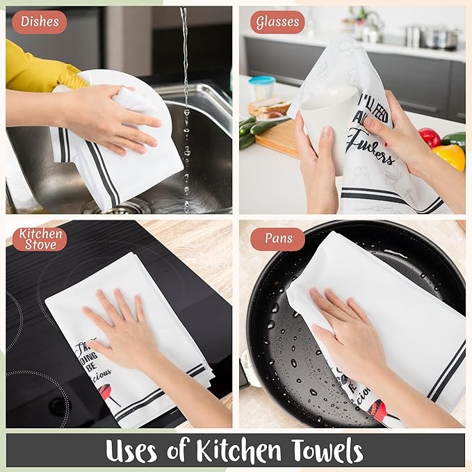 R HORSE 5Pcs BBQ Grilling Dish Towel Funny Barbecue Cooking Absorbent Kitchen