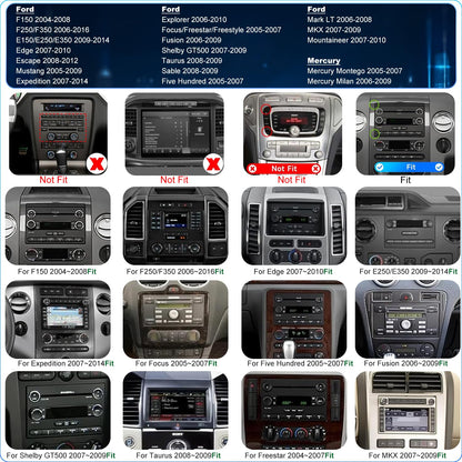 Car Radio For Ford F150 F-150 2004-2008, F250 /F350 2006-2016, E150/E250/E350 2009-2014,Shelby GT500 2007-2009, Fusion Edge Expedition Explorer Taurus Touch Screen Stereo, Wireless Carplay Back Camera