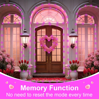 QITONG Pink Solar Rope Lights Outdoor, 2 Pack Each 33ft 100 LED String Light, 8 Modes Fairy Lights in Clear Thin Tube with 8 Modes