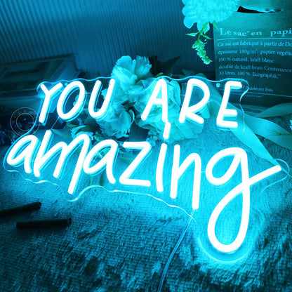 SYLHOME You Are Amazing LED Neon Light Sign 5V Girls Boys Bedroom Living Room Classroom Wall Decor Sign Hanging Smart Kid Birthday USB 16.9" X 10.6" Warm White
