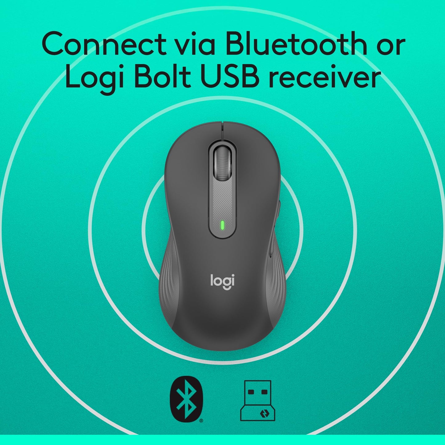 Logitech Wireless Mouse Signature M650 L Full Size - Large Hands, 2-Year Battery, Silent Clicks, Customizable Buttons, Bluetooth, PC/Mac/Chromebook - Black, Right-Handed, Large