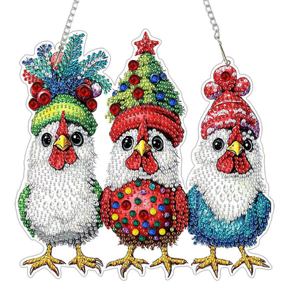 Genius maker Christmas Diamond Art Hanging Kits for Adults, Chicken Diamond Painting Pendant Kits, DIY Acrylic 5D Special Shaped Crystal Diamonds Gem Art Painting Ornament for Home Wall Decor Gift