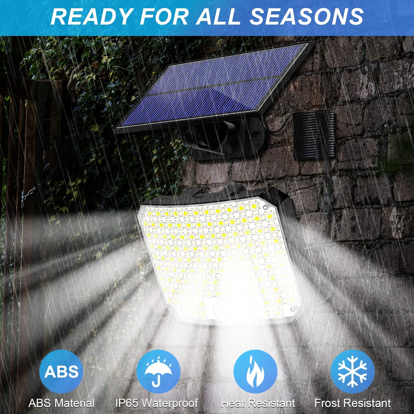 Solar Lights Outdoor, Solar Security Light with Motion Sensor 118 LED Solar Powered Pir Wall Lights with 16.5Ft/5M Cable for Garden, Yard, Pathway - IP65 Waterproof, Separate Solar Panel, 1 Pack