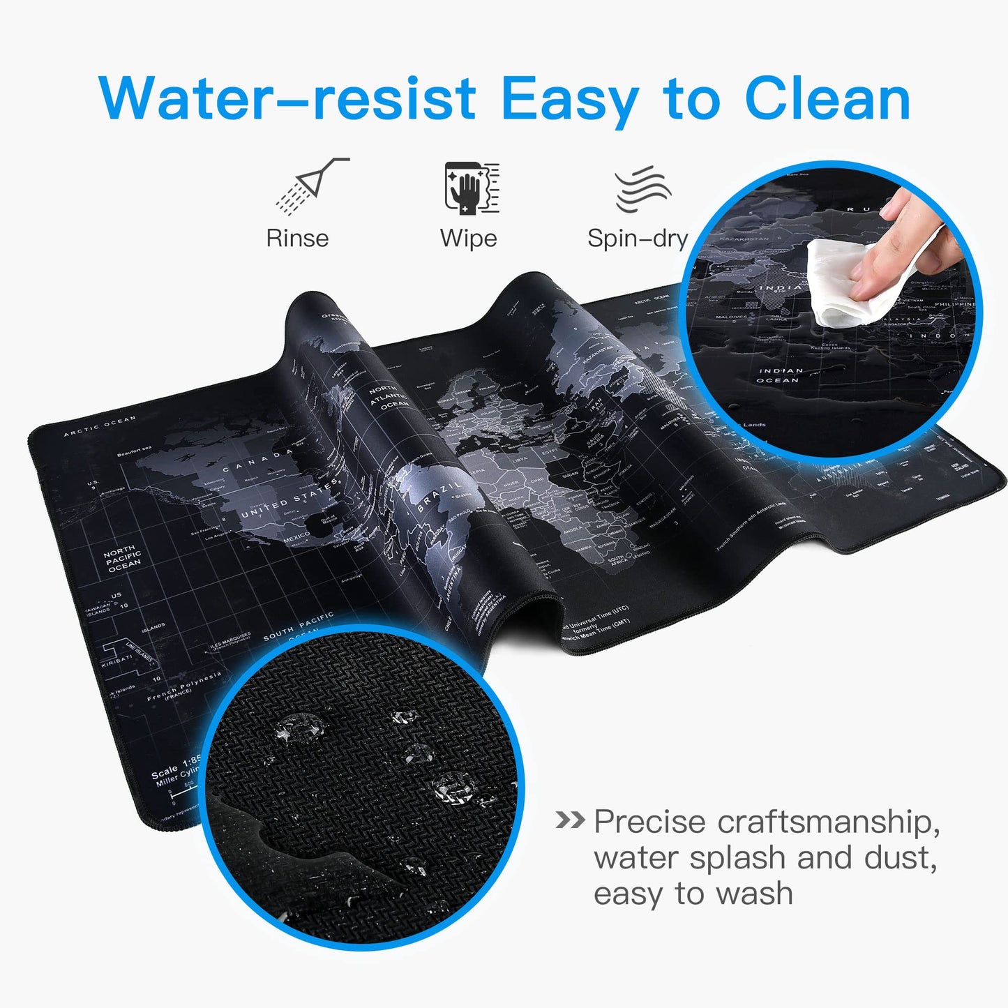 Gaming Mouse Pad,Hosimoln Large Mouse Pad Size 80x30CM Thickness 2MM,Premium-Textured Non-Slip & Waterproof Computer Mousepad with Stitched Edges for Gaming, Office & Home-80x30 Map002