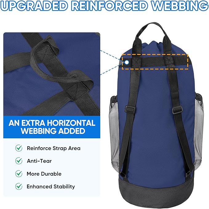 BALEINE 150L Laundry Bag Backpack, 900D Oxford Fabric Large Travel Laundry Bags