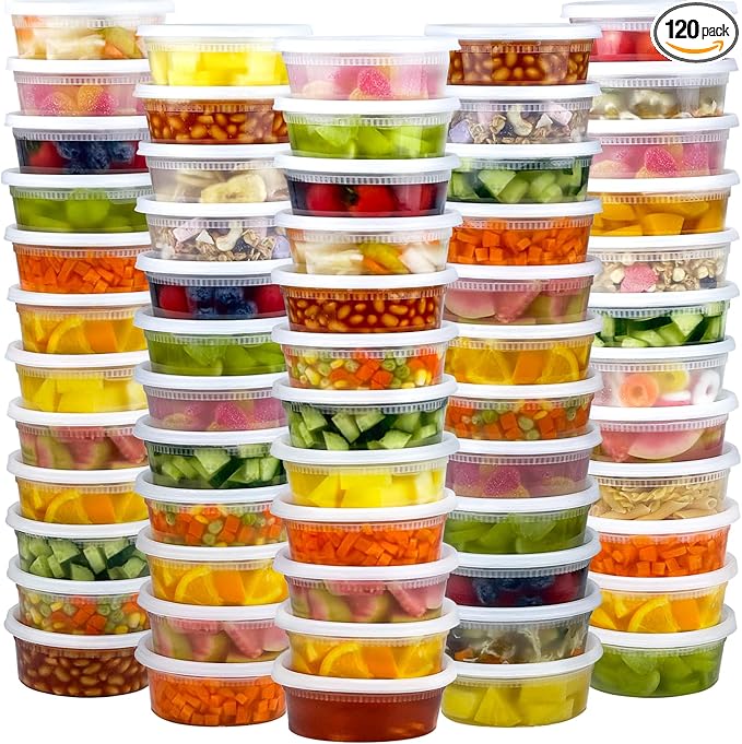 60 Sets Deli Containers with Lids 8 oz, Leak-Proof & BPA Free Airtight Takeout