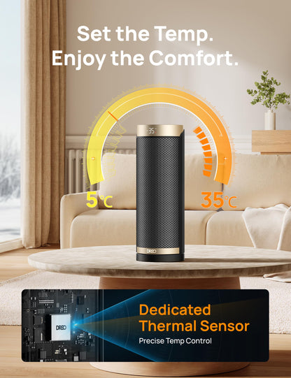 Dreo 16 Inch Electric Heater for Home, 34dB Silent Ceramic Heater, 70° Oscillation Space Heaters Energy Efficient, 3-Mode 3-Speed, Overheating & Tip-Over Protection, 12H Timer, Solaris Slim H3
