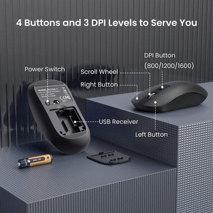 Wireless Keyboard and Mouse Set, Full Size Wireless Keyboard Ergonomic Design & Quiet USB Cordless Mouse Combo UK Layout, 12 Multimedia Shortcuts for Windows Computer PC Laptop Desktop,Black