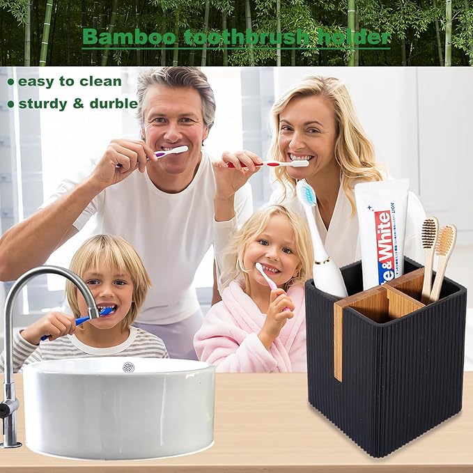 rejomiik Toothbrush Holders for Bathrooms Countertop, 3 Slots Electric Tooth