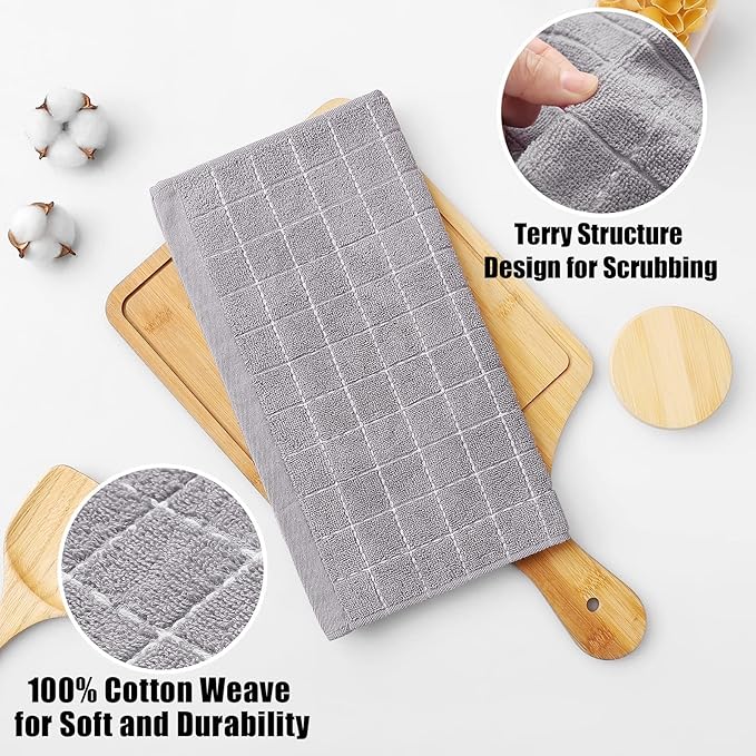 Homaxy 100% Cotton Terry Kitchen Dish Cloths, Ultra Soft and Absorbent Dish