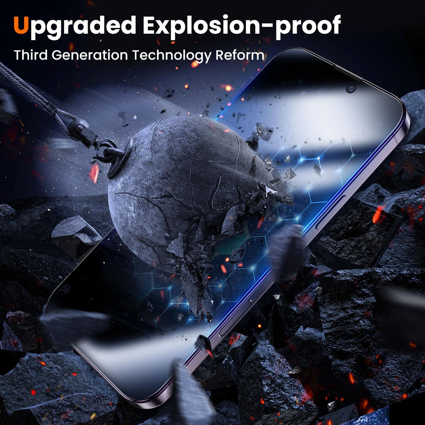 UniqueMe for iPhone 16 Pro Screen Protector - [Military Grade Shatterproof & 9H+ Hardness] Screen Protector 16 Pro Tempered Glass Full Coverage Protection, Easy Installation, 2 Packs