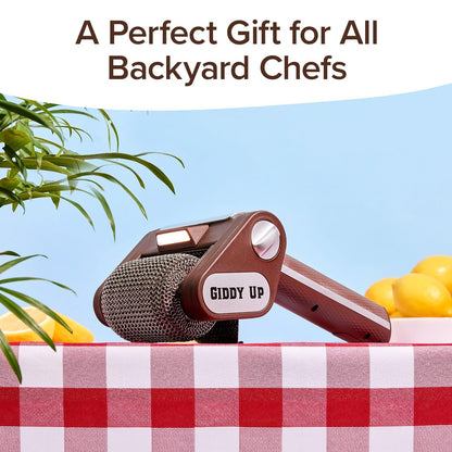 HorsePower Giddy Up Grill Cleaner AS-SEEN-ON-TV! – Cordless, Rechargeable BBQ Tool with 350 RPM Stainless Roller, LED Light – Patents Pending – From BulbHead, a Family-Owned American Brand