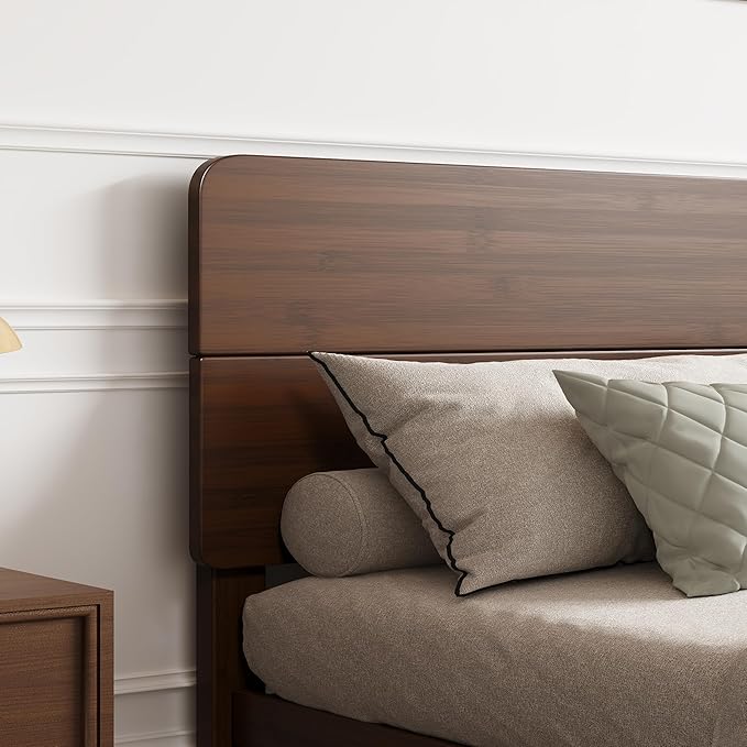 BOSRII 14in High Solid Bamboo Wood Platform Full Size Bed Frame
