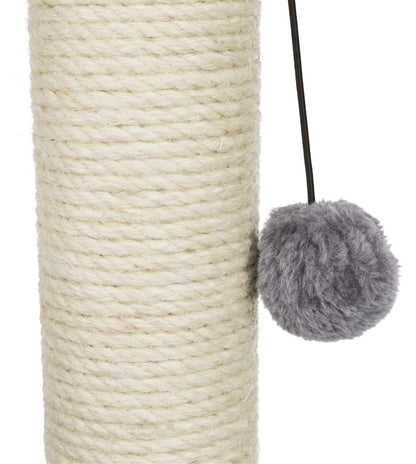 TRIXIE Baza Cat Scratching Post 19,7 Inch - with Durable Sisal Rope and with Fluffy Hammock and Dangling Cat Toy - in Gray
