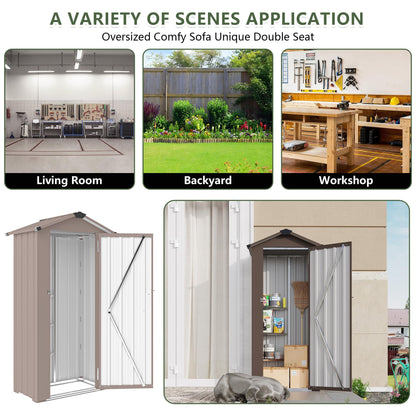 KEIKI Outdoor Storage Shed, 69.7''x16.9''x29.5'' Metal Tool Shed with Sloping Roof & Lockable Door, Small Shed, Top Tall Vertical Tool Cabinet for Backyard Garden Patio Lawn