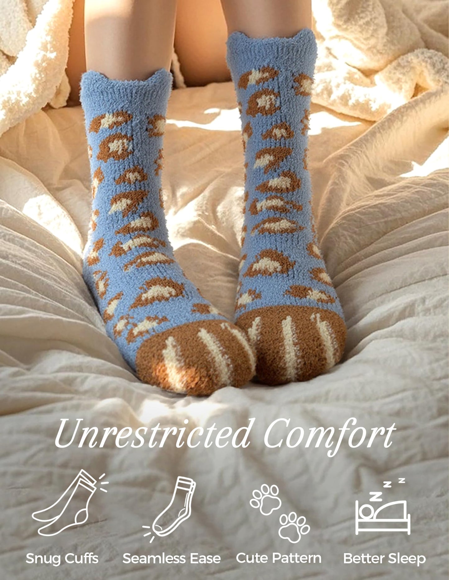 TEHOOK Warm & Cozy Valentines Gifts for Women, Fluffy Fuzzy Plush Sleeping Slipper Socks - Soft Warm Fabric