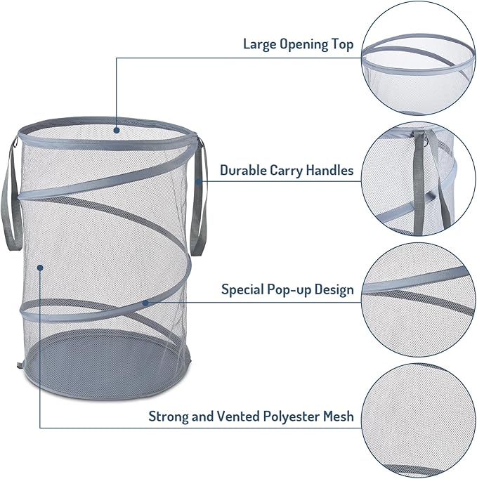 Seiritex Mesh Popup Laundry Hamper 115L Collapsible Laundry Basket Extra Large
