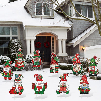 Huwena 16 Pcs Christmas Gnome Yard Signs Christmas Gnome Props Yard Stakes Xmas Gnome Yard Decor Outdoor Lawn Decorations for Home Yard Garden Lawn Patio Walkway Winter Holiday Party Gifts