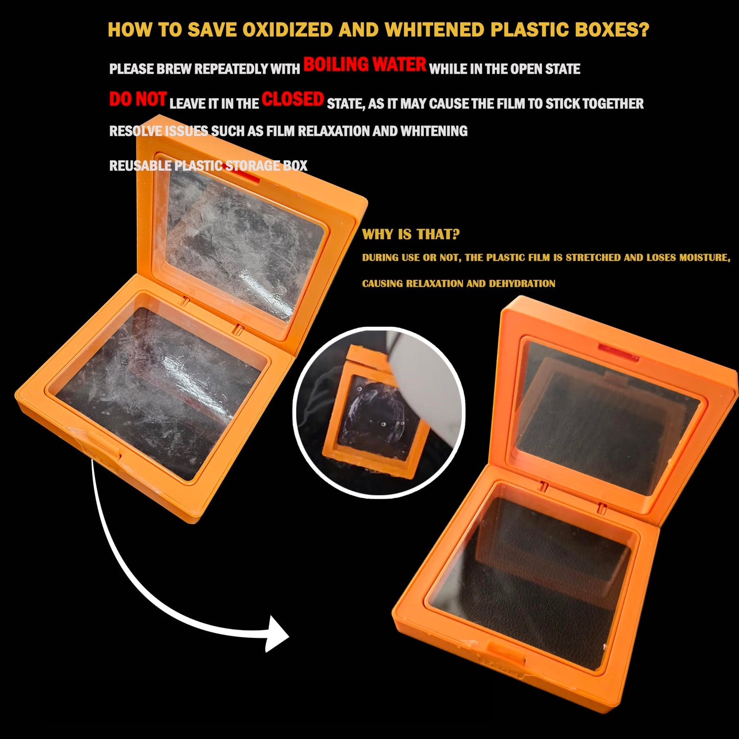 ITUTOO 12 PCS Dual-Color Packaging Box 3D Floating Frame Display Stand, Color-Matching Packaging Display Box, Transparent Window Jewelry Case, PE Film Anti-Oxidation Storage Case. (Black+White)