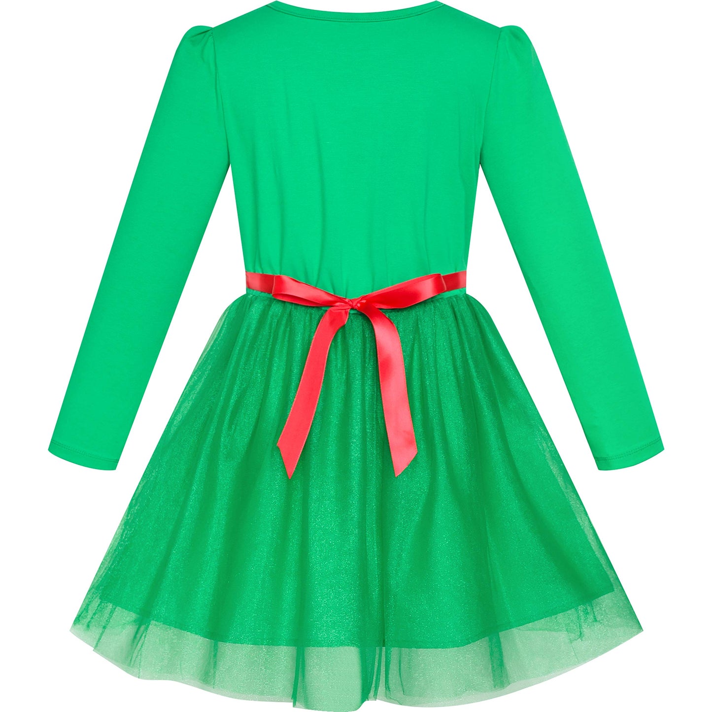 Sunny Fashion Girls Dress Christmas Santa Snow Long Sleeve Holiday Dress Size 7