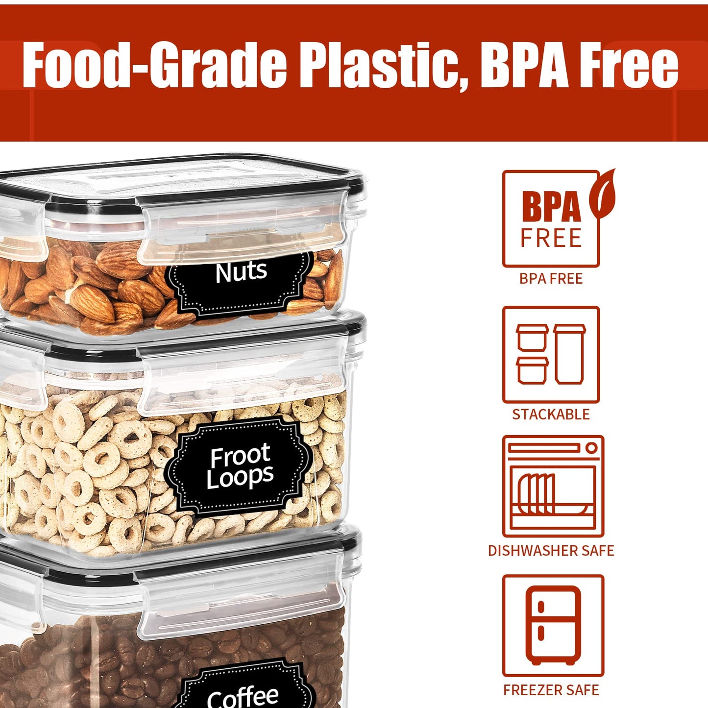 PRAKI 30 Pack Airtight Food Storage Containers for Organizers and Storage
