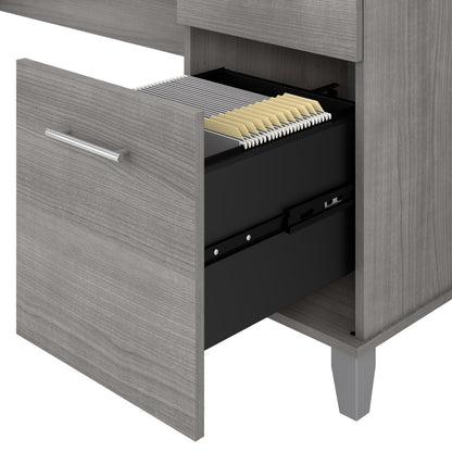 Bush Home Somerset 72W 3 Position Sit to Stand Adjustable Standing L Shaped Desk in Platinum Gray, Ergonomic Corner Computer Office Table