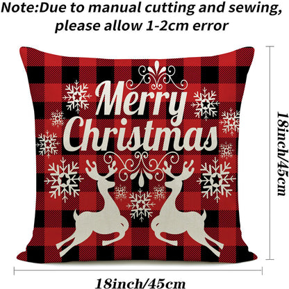Hlonon Christmas Pillow Covers 18 x 18 Inches Set of 4 - Xmas Series Cushion Cover Case Pillow Custom Zippered Square Pillowcase