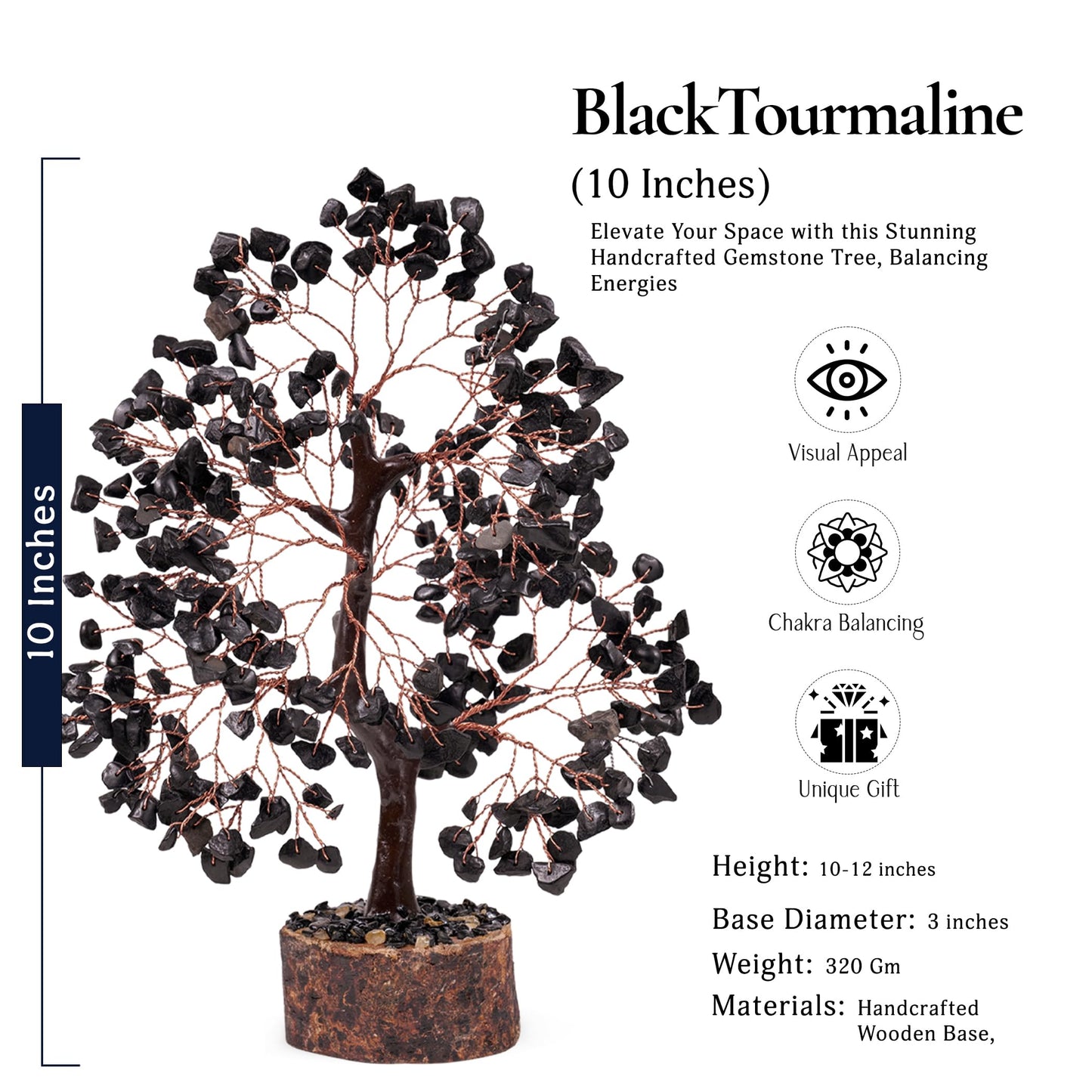 YATSKIA Black Tourmaline Crystal Tree for Positive Energy, Crystal Tree of Life Decor, Feng Shui Decor, Crystals Decor, Spritiual Gift, Meditation Accessories