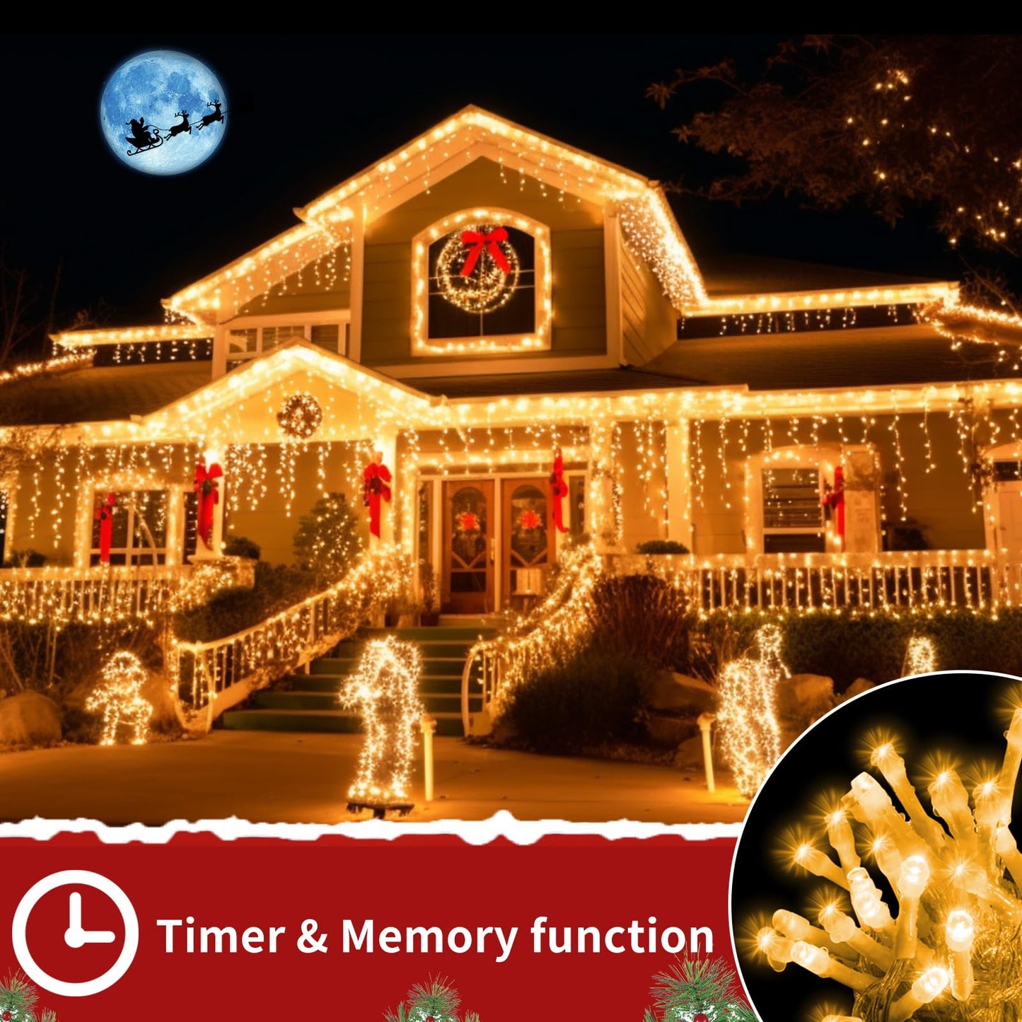 Ryblgled Plug-in Icicle Christmas Lights Waterproof - 65Ft 506 LED Icicle Lights for Outside Decorations with Remote, Warm White Icicle String Lights for Outdoor Indoor House Balcony Decor