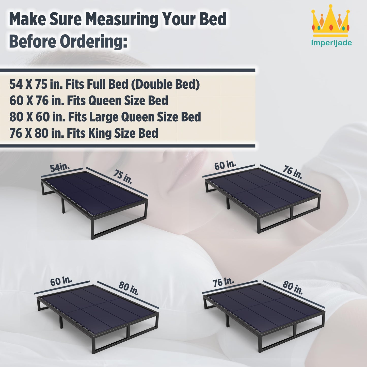 Imperijade 10mm Bunkie Board (60”x76”Queen Size) | Lightweight Design, Low Profile Bed Support, Breathable, Noise Minimizing, Moisture Resistant, Split Fully Assembled | Bed Support