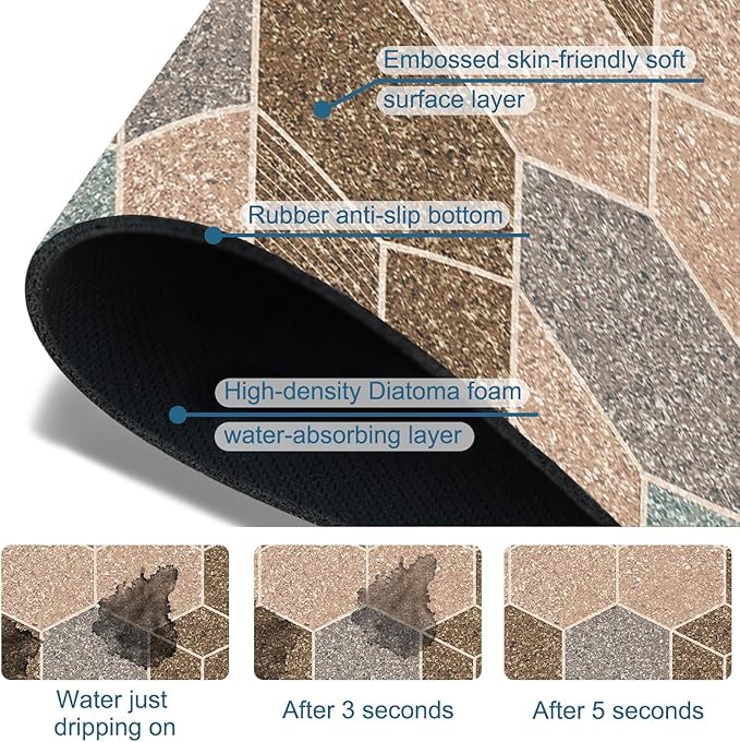 Geometry Blocks Sink Splash Guard Glitter Geometry Faucet Absorbing Mat Fast