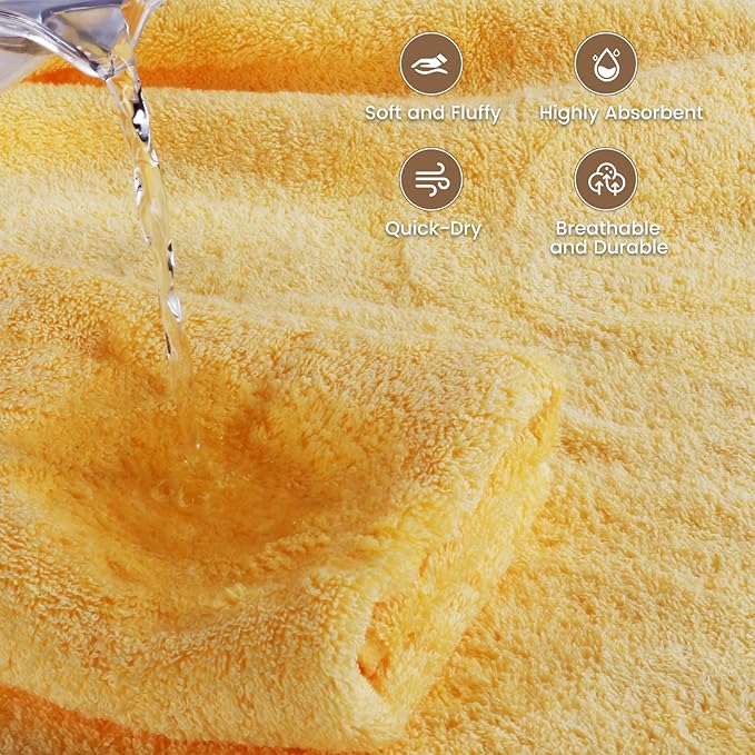 SEMAXE Yellow Bath Towel, 100% Cotton Towel
