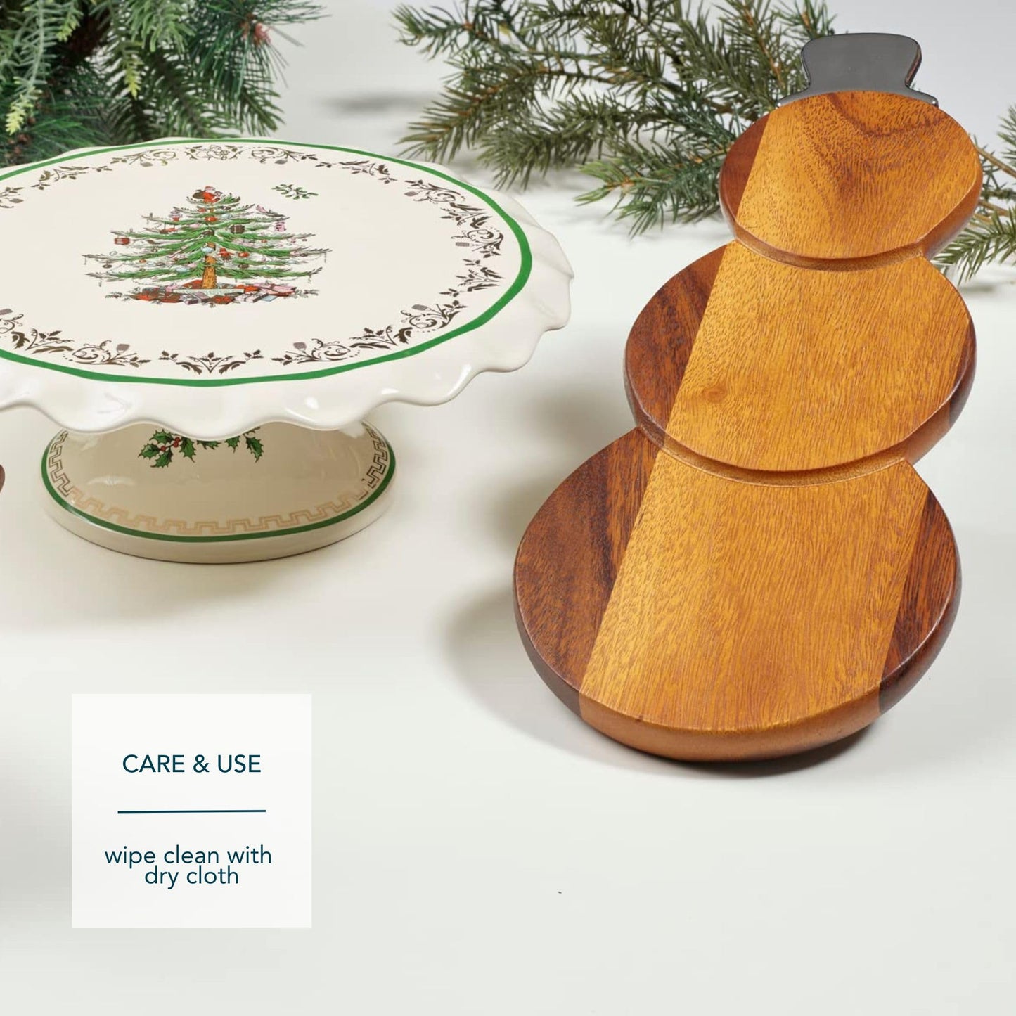 Nambé Snowman Cheese Board – Holiday Acacia Wood Charcuterie Tray with Chrome Plate Spreader, Seasonal Serveware & Giftable Entertaining Accent for Christmas Parties & Winter Gatherings
