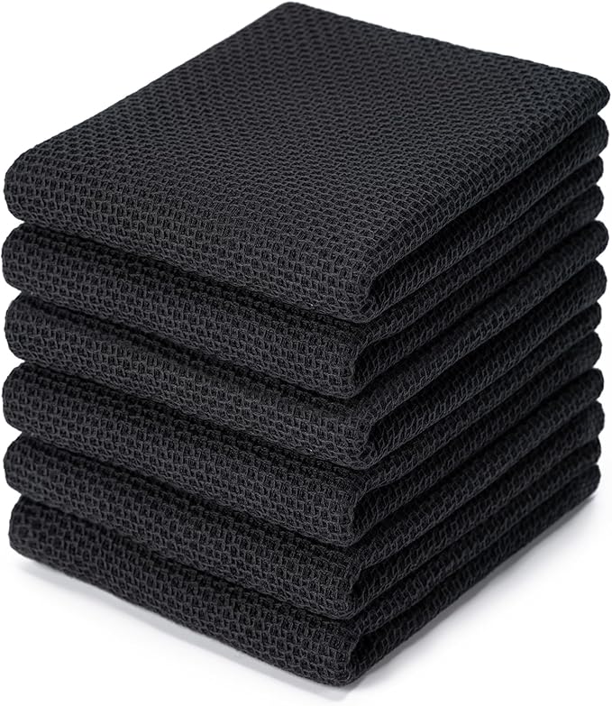 BOOMIBOO 6-Pack Kitchen Dish Cloths, 100% Cotton Waffle Weave, Ultra Soft
