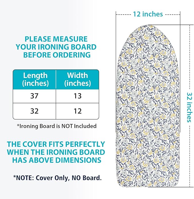 Seiritex Table Top Ironing Board Cover 12 x 32 inch, 3 Layers Small Iron Board