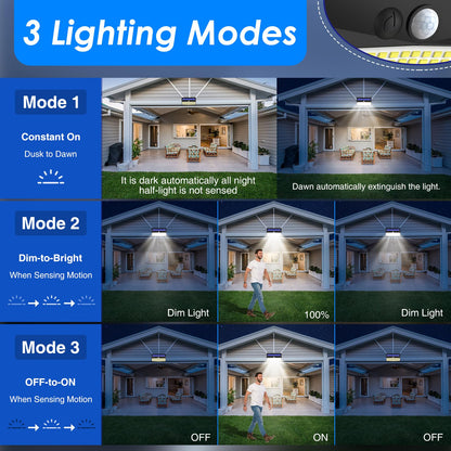 Peasur Solar Lights Outdoor Garden, 368LED Super Bright Solar Security Lights Outdoor Motion Sensor with 3 Modes, Outdoor Lights Waterproof IP65 for Front Door, Yard, Garage(2 Pack)