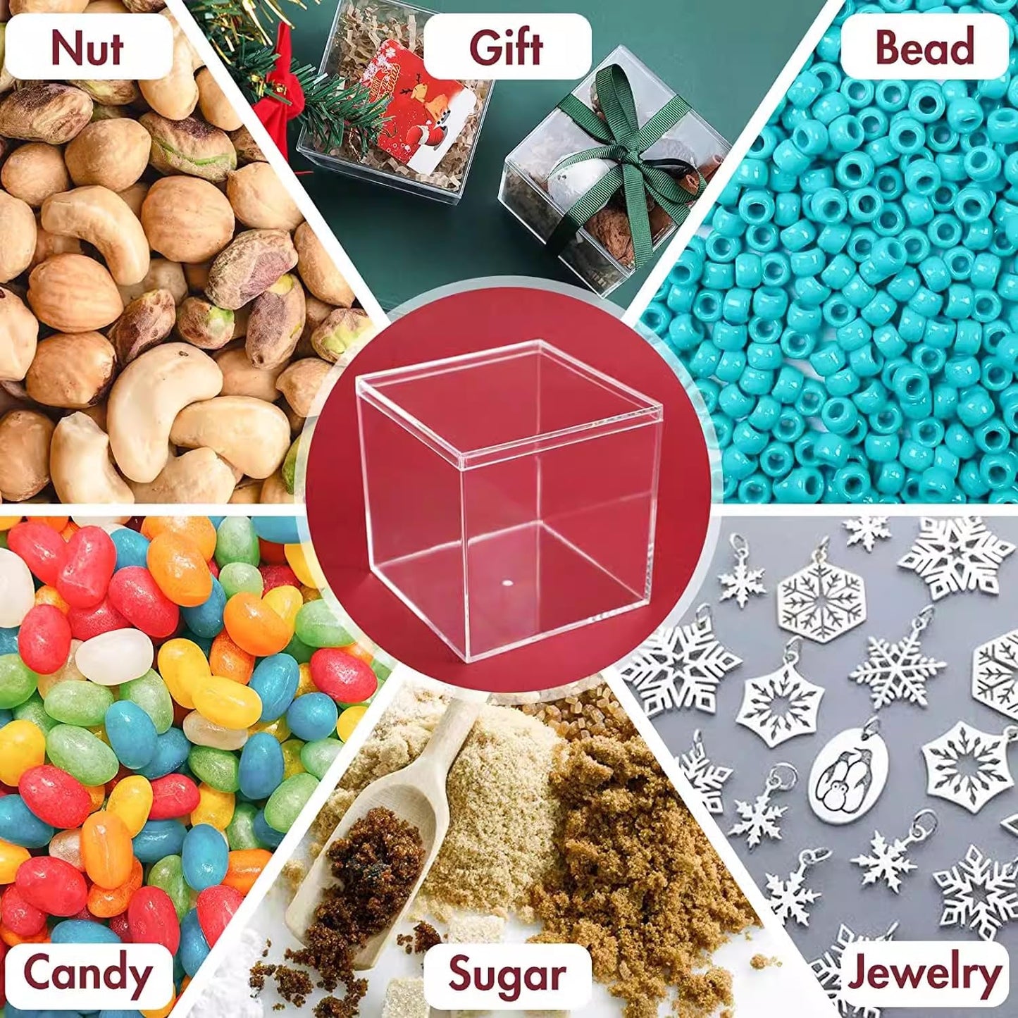 Gonice 30 Pack Acrylic Boxes with Lid, Small Square Storage Black Lid Box for Jewelry, Candy, Crafts, 2.2x2.2x2.2/5.5x5.5x5.5CM (30pcs clear)